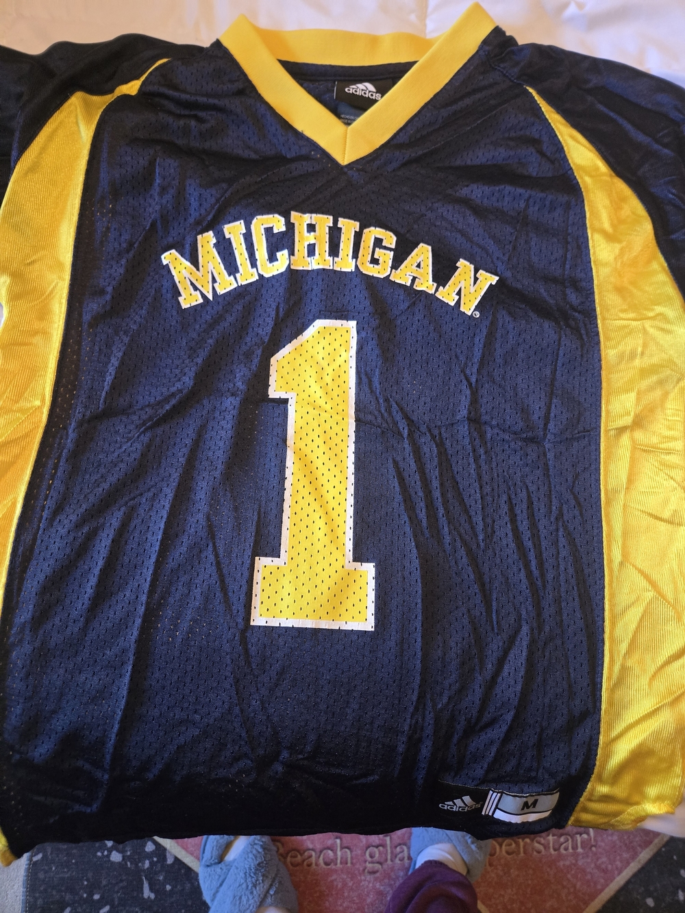 NWOT University Of Michigan Youth Size 10-12 Blue Mesh Football Jersey